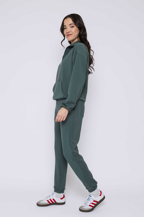 Everly-Luxe Fleece 1/2 Zip Mock neck